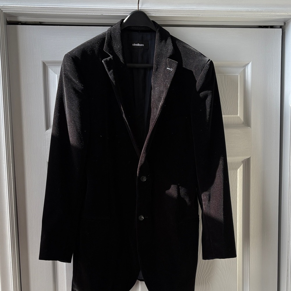 Strellson Slim Black Cotton Velvet 2 Button Sport Coat EUC
